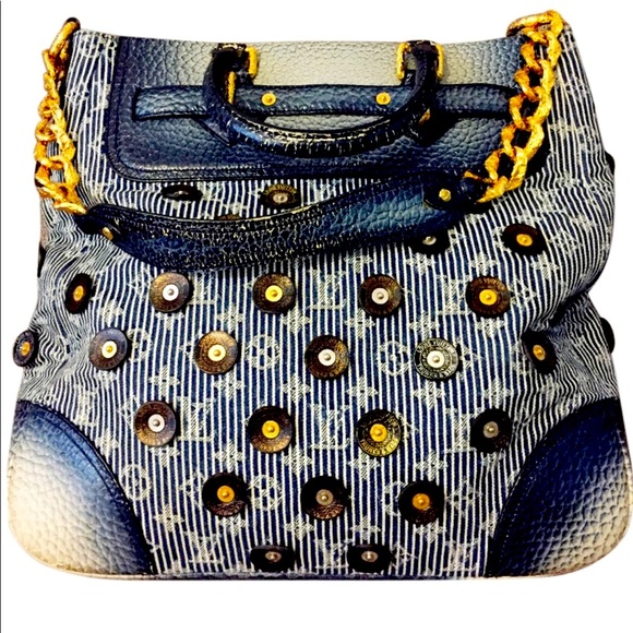 💙🥂🎉LV Leather & Denim Stripes Corsaire🎉🥂💙 - Picture 4 of 16